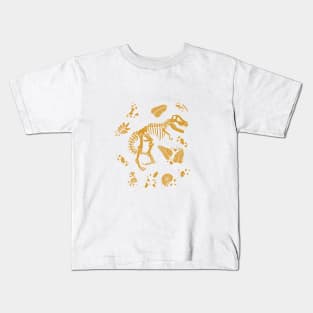 Excavated Dinosaur Fossils - Mustard Kids T-Shirt